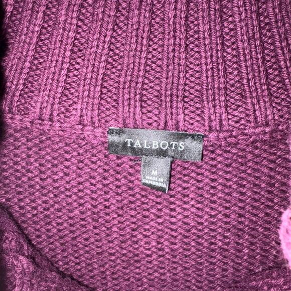 Talbots Purple Pullover 1/2 Snap Sweater Gold Tone Snaps Medium - Picture 3 of 6